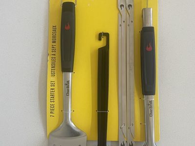 New Char-Broil 7 Pack Stainless Steel BBQ Tool Set