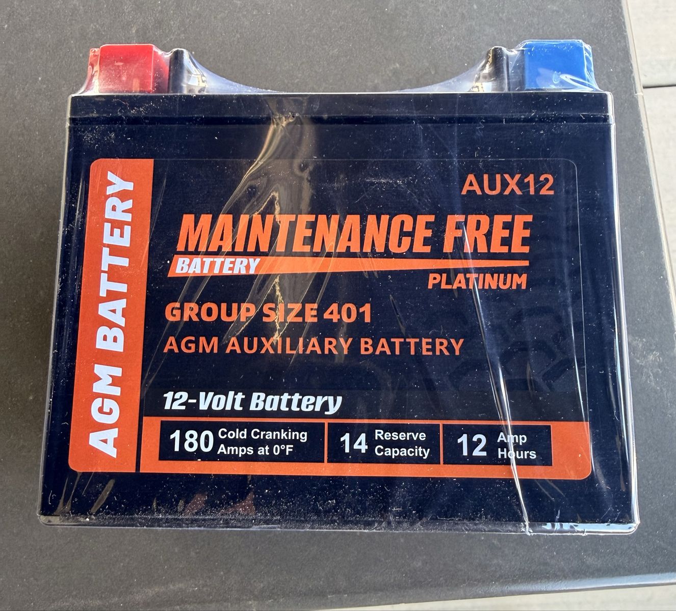 Platinum Group Size 401 12V AGM Auxiliary Battery Maintenance Free