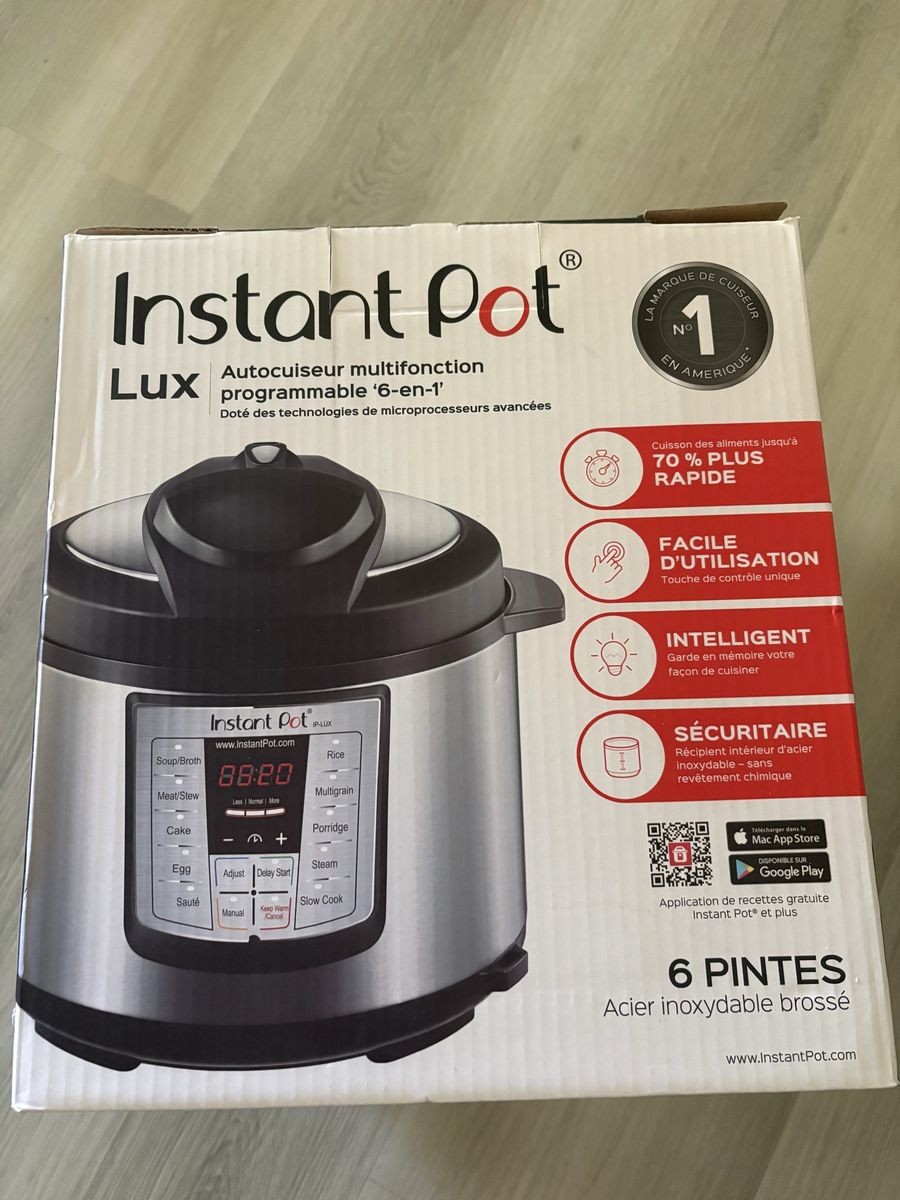 Instant Pot Lux 6-in-1 Programmable Pressure Cooker 6 Quart Stainless Steel