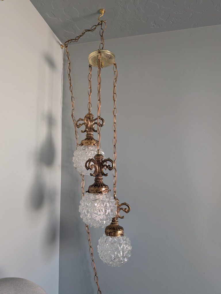 1970's Vintage Brass Swag Light  MCM