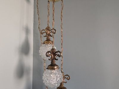 1970's Vintage Brass Swag Light MCM