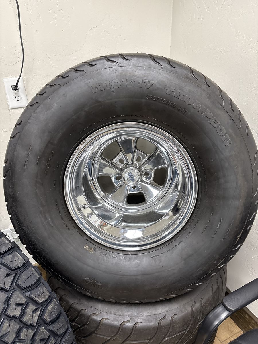 Mickey Thompson Sportsman S/R Tires with Chrome Rims - Classic Hot Rod Look