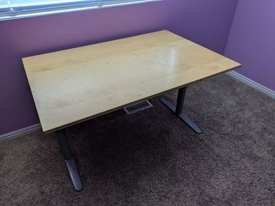 Wooden Top Office Desk with Metal Adjustable T-Leg Base