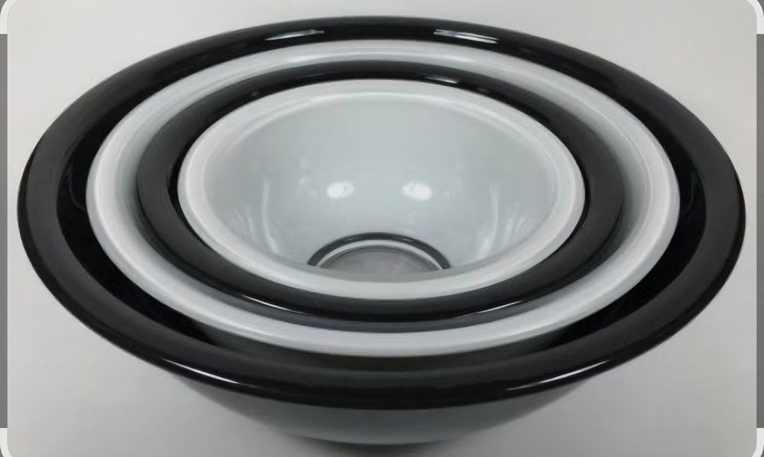 Vintage Style Black and White Nesting Mixing Bowls Set of 4
