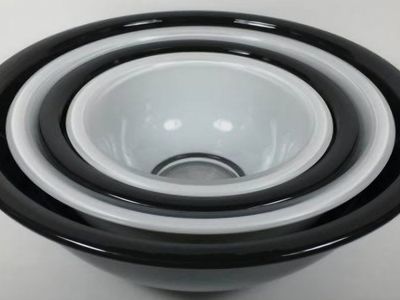 Vintage Style Black and White Nesting Mixing Bowls Set of 4
