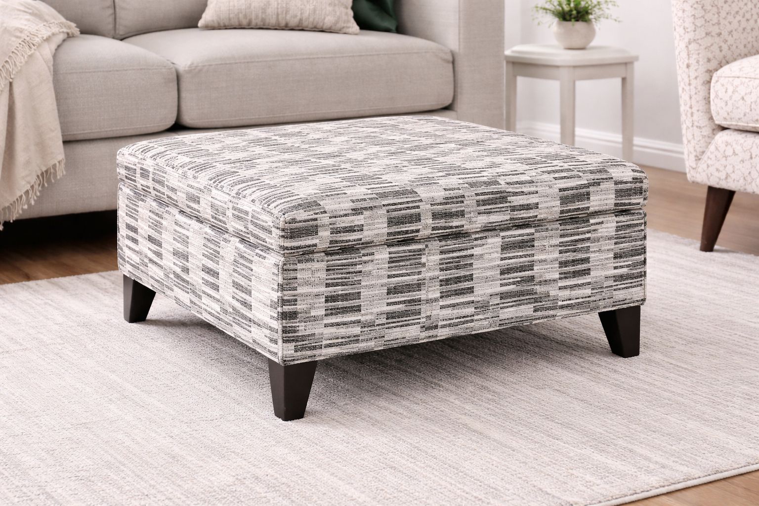 Laguna Striped Storage Ottoman – Modern