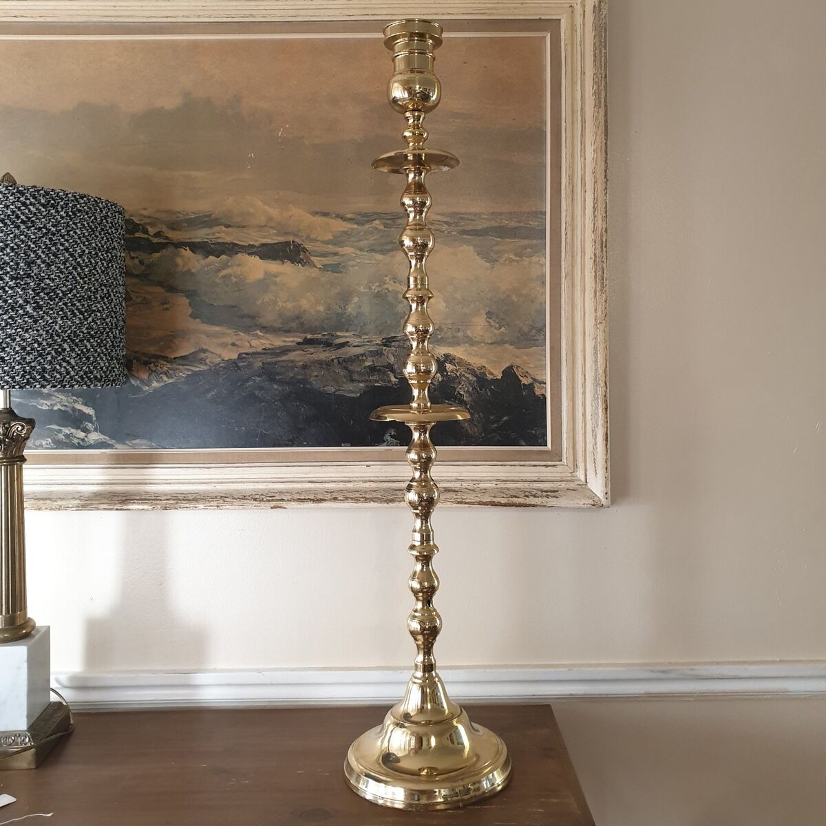 Vintage Extra Tall Brass Candlestick Candle Holder