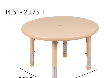 Round Kids Activity Table Adjustable Height, Safety Corners
