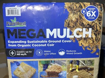 MegaMulch Expanding Mulch Soil Cover 40 Sq.ft 17.6Lbs From Organic Coconut Coir Weed Growth