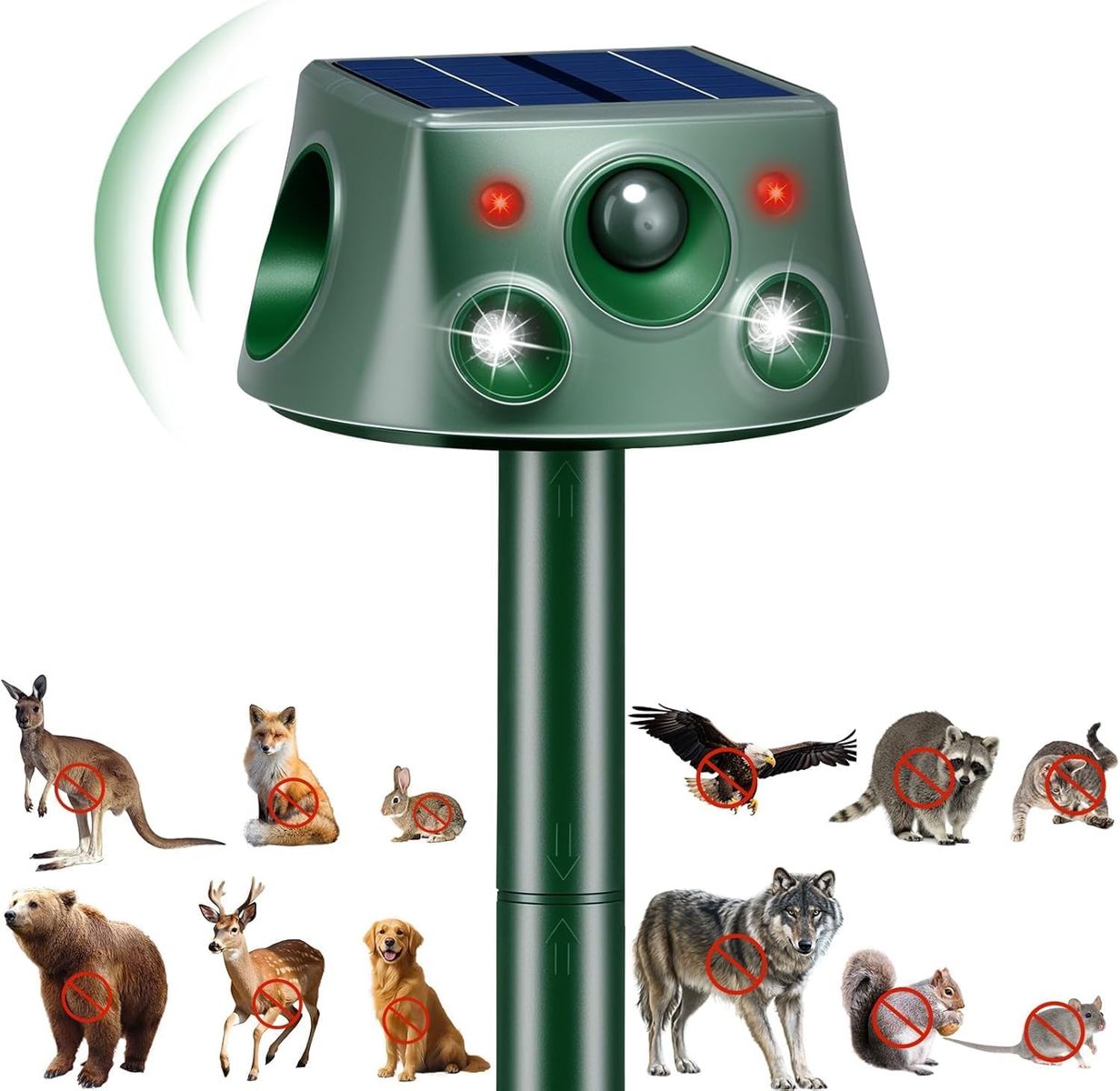 NEW Upgraded 360° Solar Animal Repellent: Cat Repellent Outdoor | Ultrasonic Pest Repeller with Motion Detection & PIR Sensors