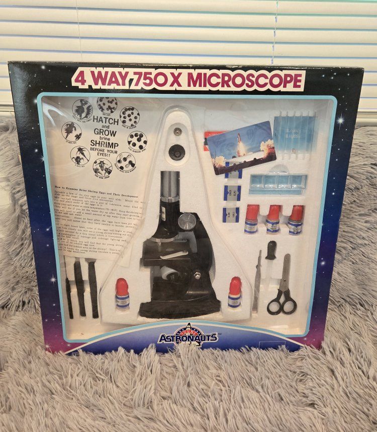VTG Young Astronauts 4-Way 750X Microscope + Brine Shrimp Hatchery Lab *NIB* [1988]