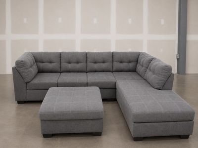 Ashley Furniture Gray Sectional Couch & Ottoman - Delivery Available