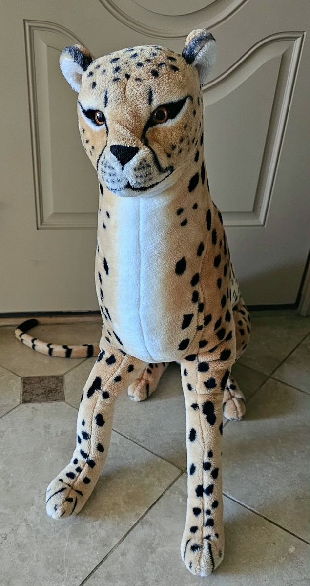 Large Realistic Cheetah Stuffed Animal Plush Toy 32" Tall Mellissa&Doug