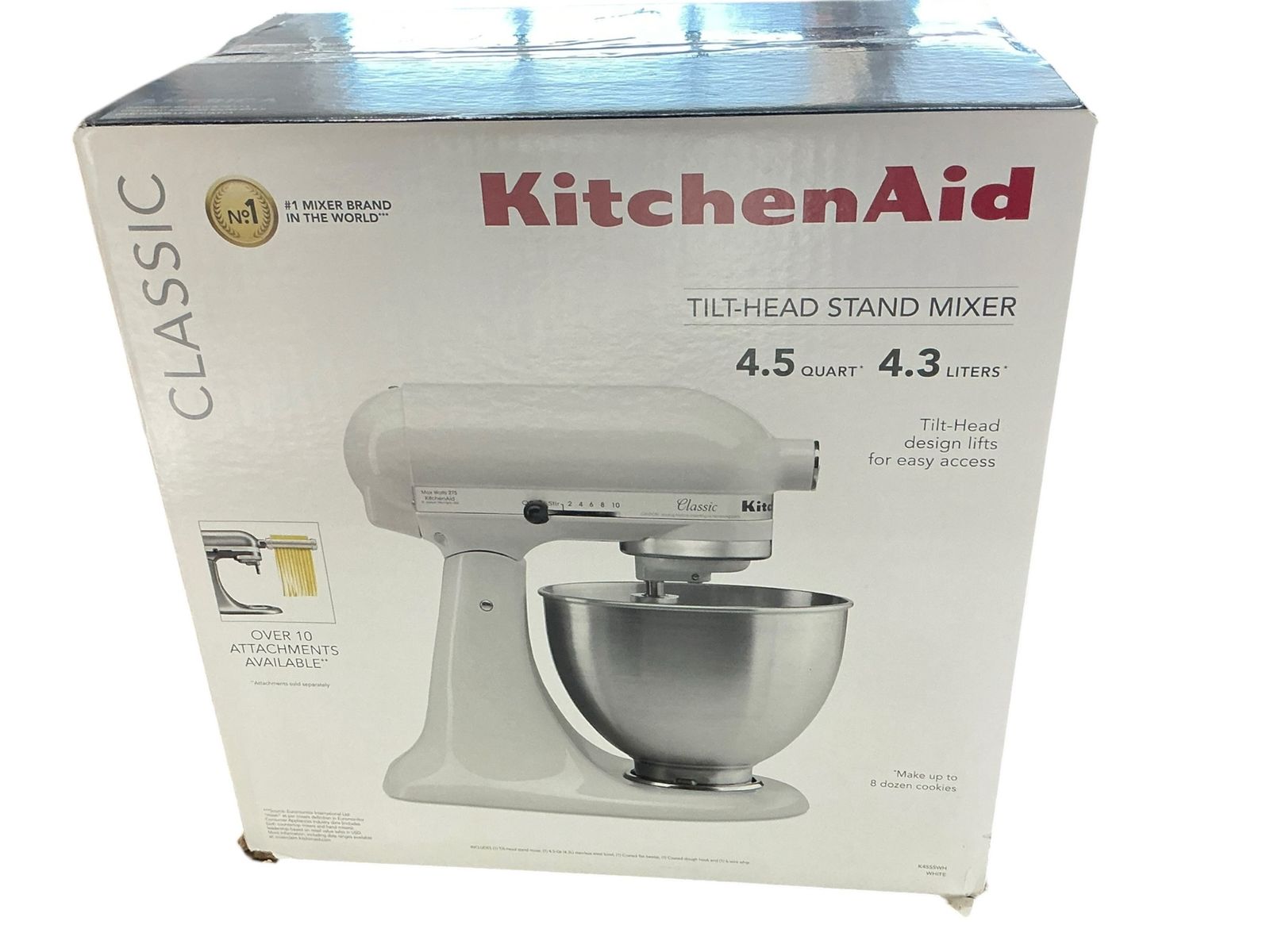 KitchenAid Classic 4.5 Quart Tilt-Head Stand Mixer White K45SSWH in Box E75014009