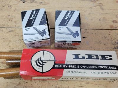 Vintage Lyman & Lee Precision Bullet Mould Blocks and Handles Lot with Original Boxes