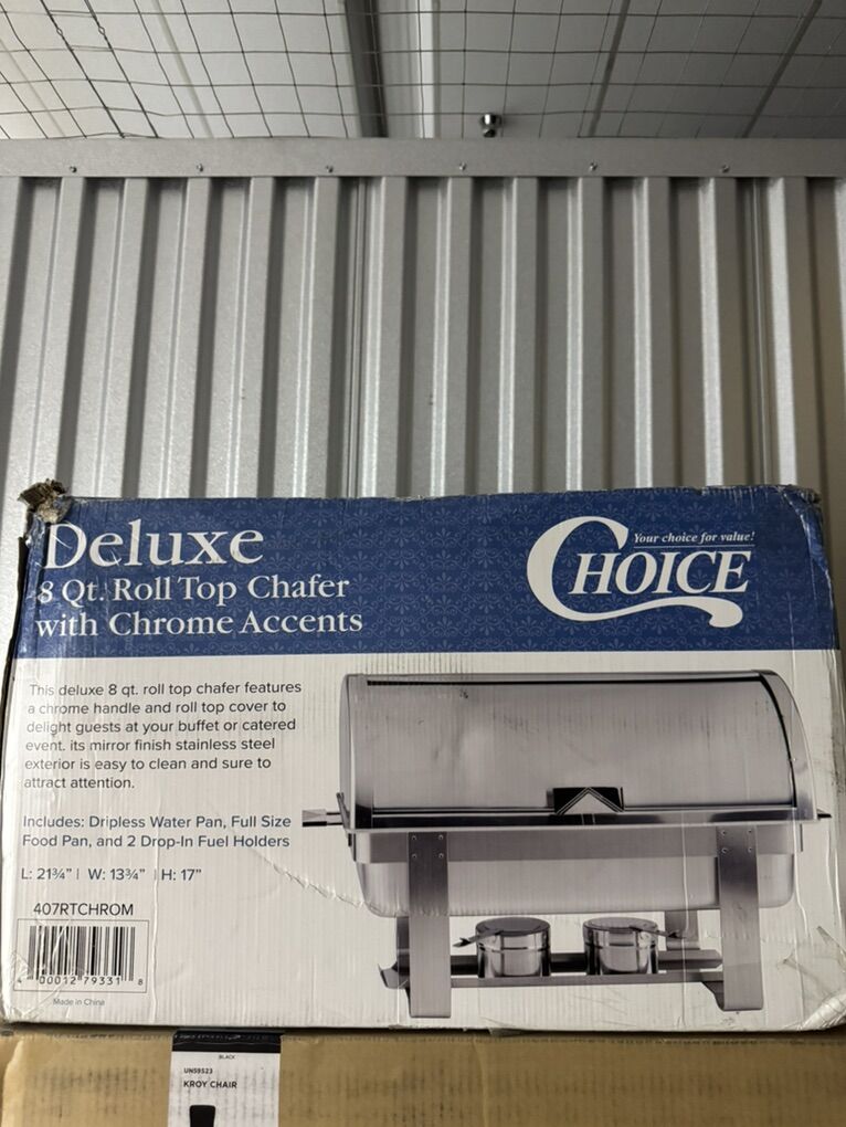 Deluxe 8 Qt. Full Size Gold Accent Roll Top Chafer