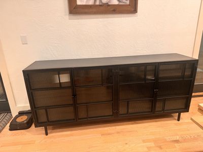 80" Wide Downeast Home Black Metal Cabinet