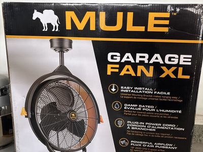 Mule Garage Fan XL S2016 - 18" 4500 CFM 3-Speed Damp Rated Plug-in Mountable Fan