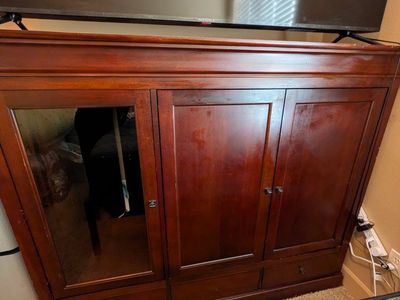 Broyhill Wooden Armoire Entertainment Center Cabinet with Power Strip