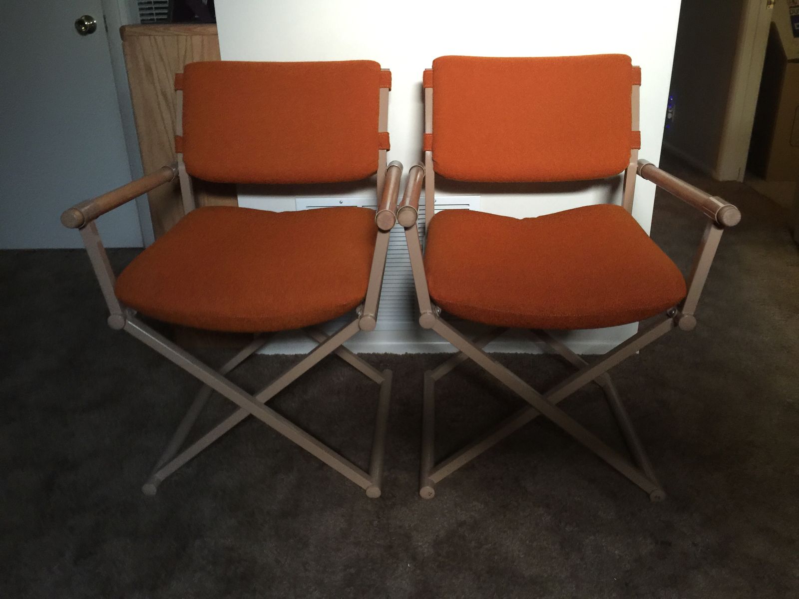 Set of 2 Orange Upholstered Director Armchairs