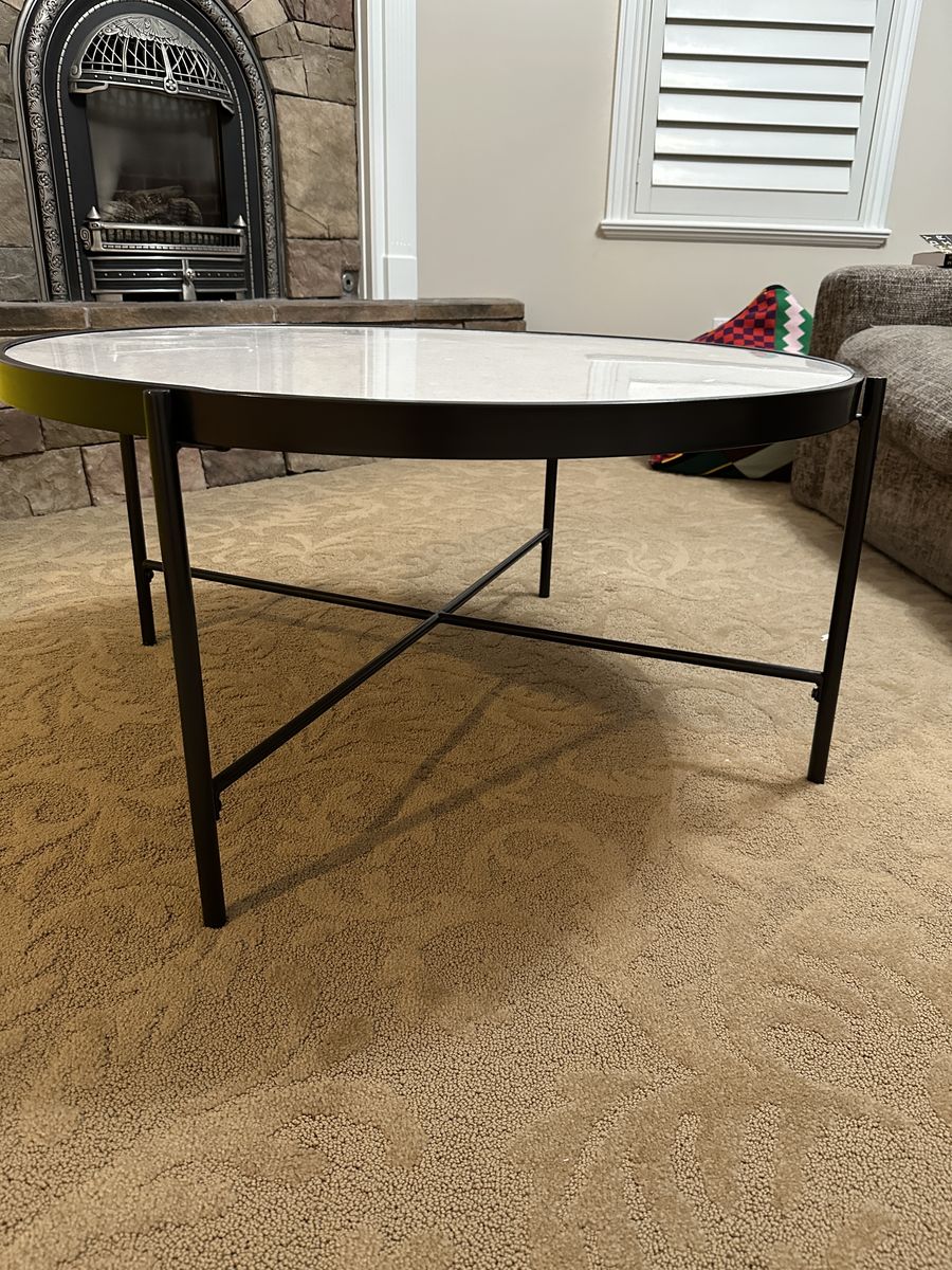 Modern Round Coffee Table – Metal Frame