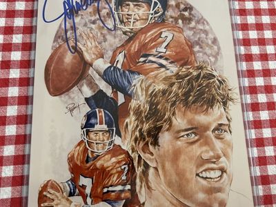 Hand Signed Certified Autographed John Elway NFL Denver Broncos 8x10 Art Print in Toploader Plastic Sleeve Auto w/COA