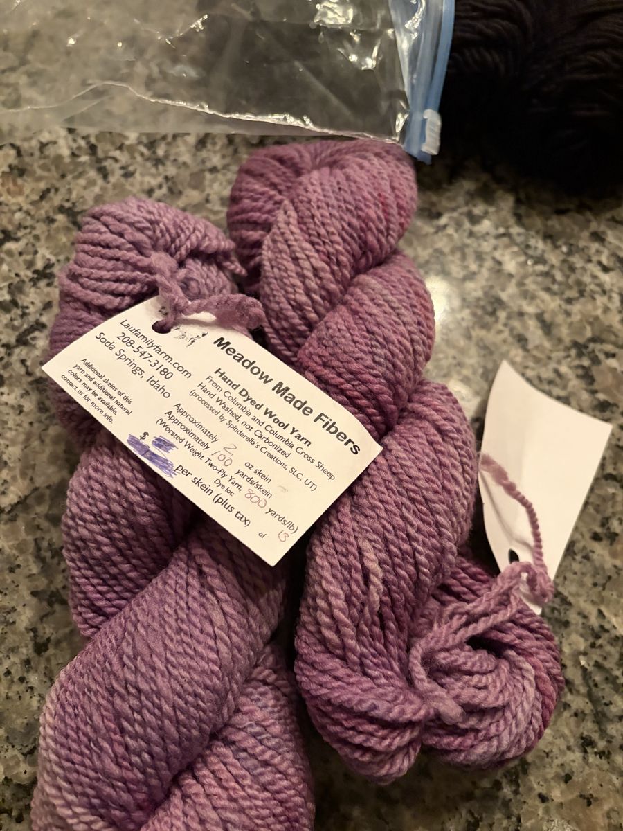 Meadow Made Fibers Hand Dyed Wool Yarn - Worsted Weight Two-Ply, 2 oz, 100 Yards, Purple 2 skeins