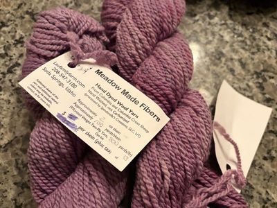 Meadow Made Fibers Hand Dyed Wool Yarn - Worsted Weight Two-Ply, 2 oz, 100 Yards, Purple 2 skeins