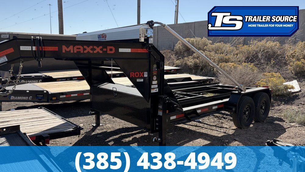 7x14 Maxx-D ROX Gooseneck Roll Off Trailer - 14K GVWR - Electric Tarp