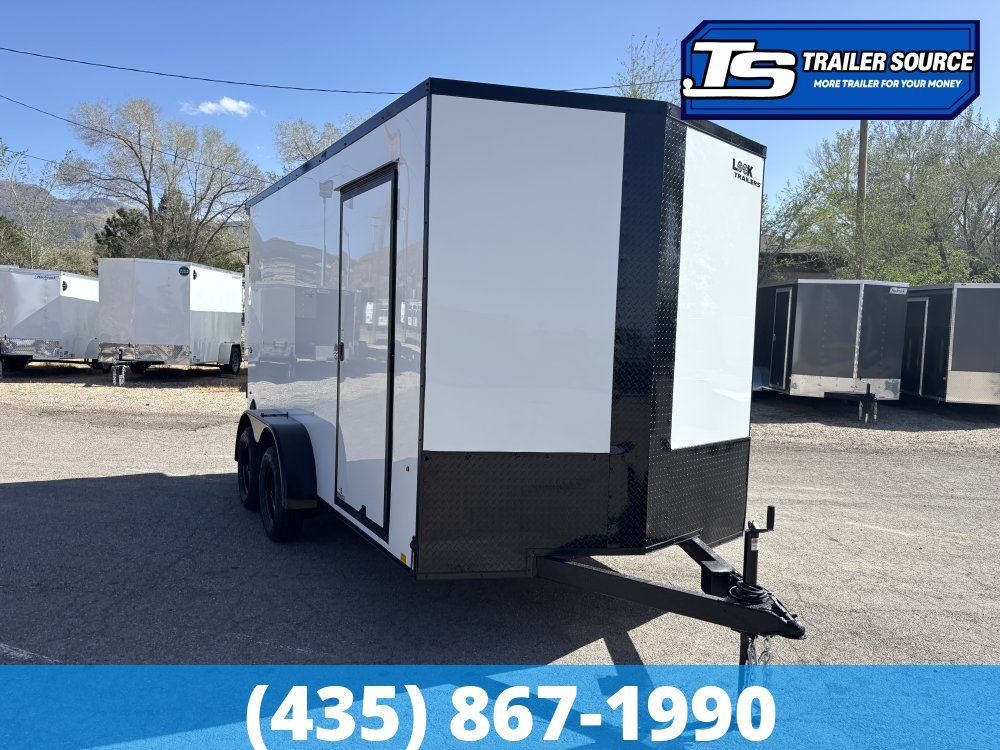 7x14 Look ST DLX Enclosed Cargo Trailer - 7'0" Interior - 7K GVWR - .080 PolyCor, Black Out Package, Rear Spoiler w/ Load Lights