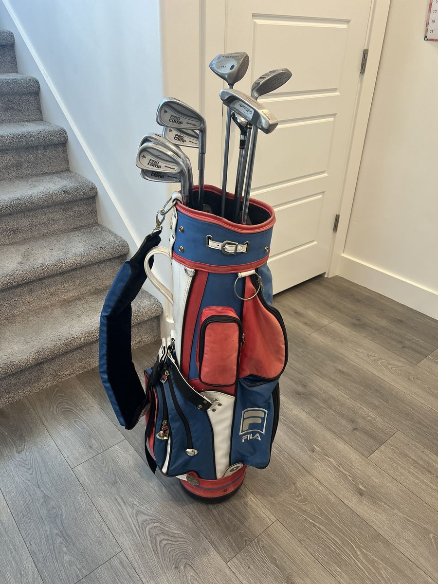 Vintage Fila Golf Bag & Starter Club Lot (Callaway, Cobra, Dunlop)