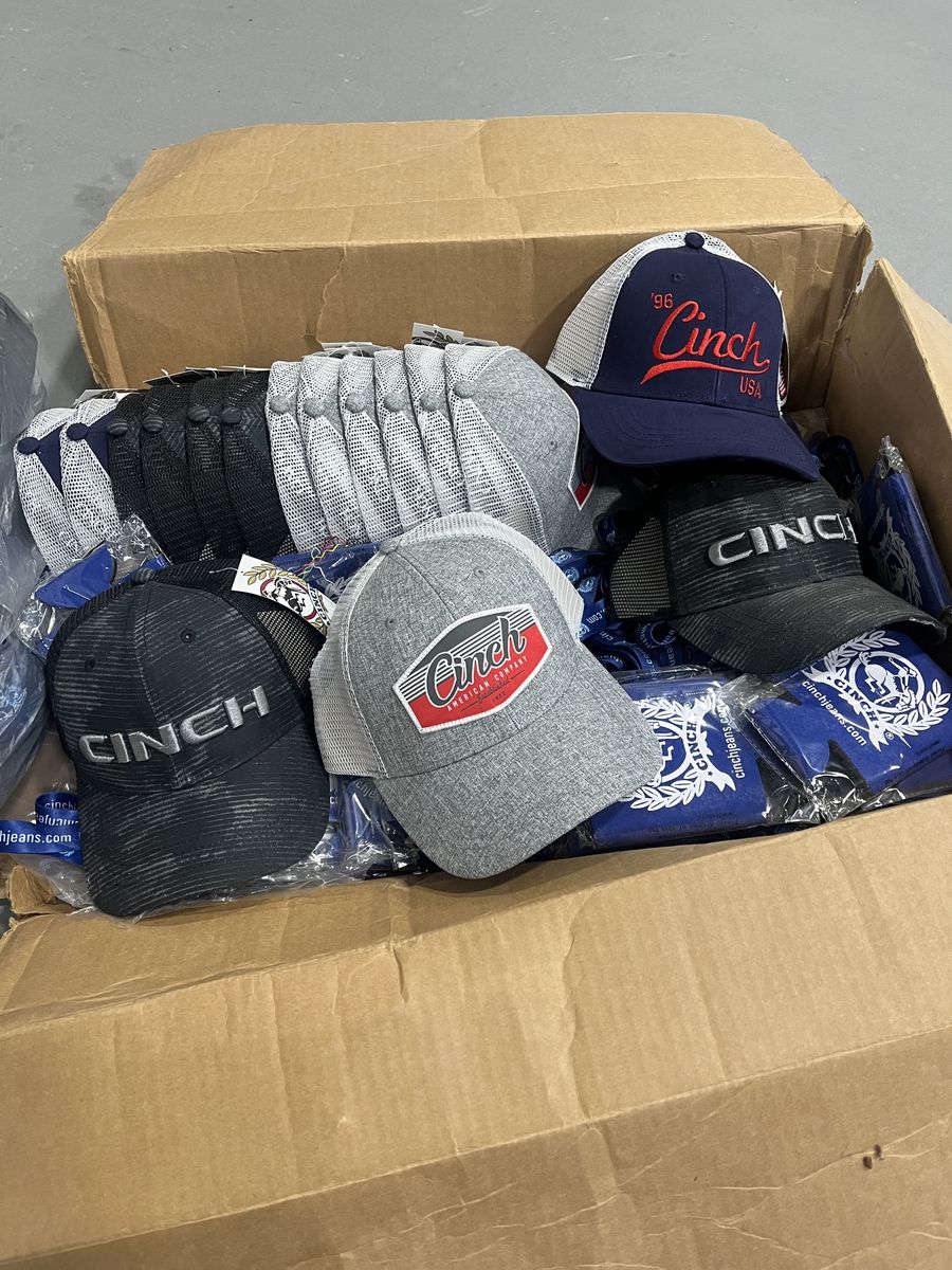New Cinch hats, coozies, lanyards