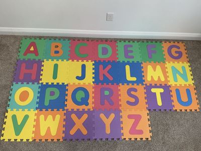 Alphabet Foam Floor Play Mat, Interlocking Learning Tiles for Kids