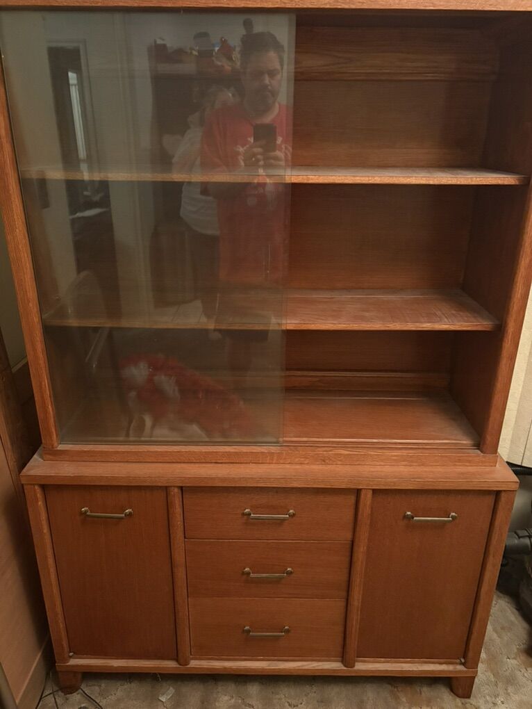 Vintage Oak China Hutch -