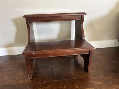 Wooden 2-Step Stool - Dark Brown Finish - Versatile Use for Kids or Adults