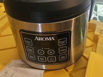 Aroma 8-Cup Digital Rice Cooker, Food Steamer & Slow Cooker - Stainless Steel, Used