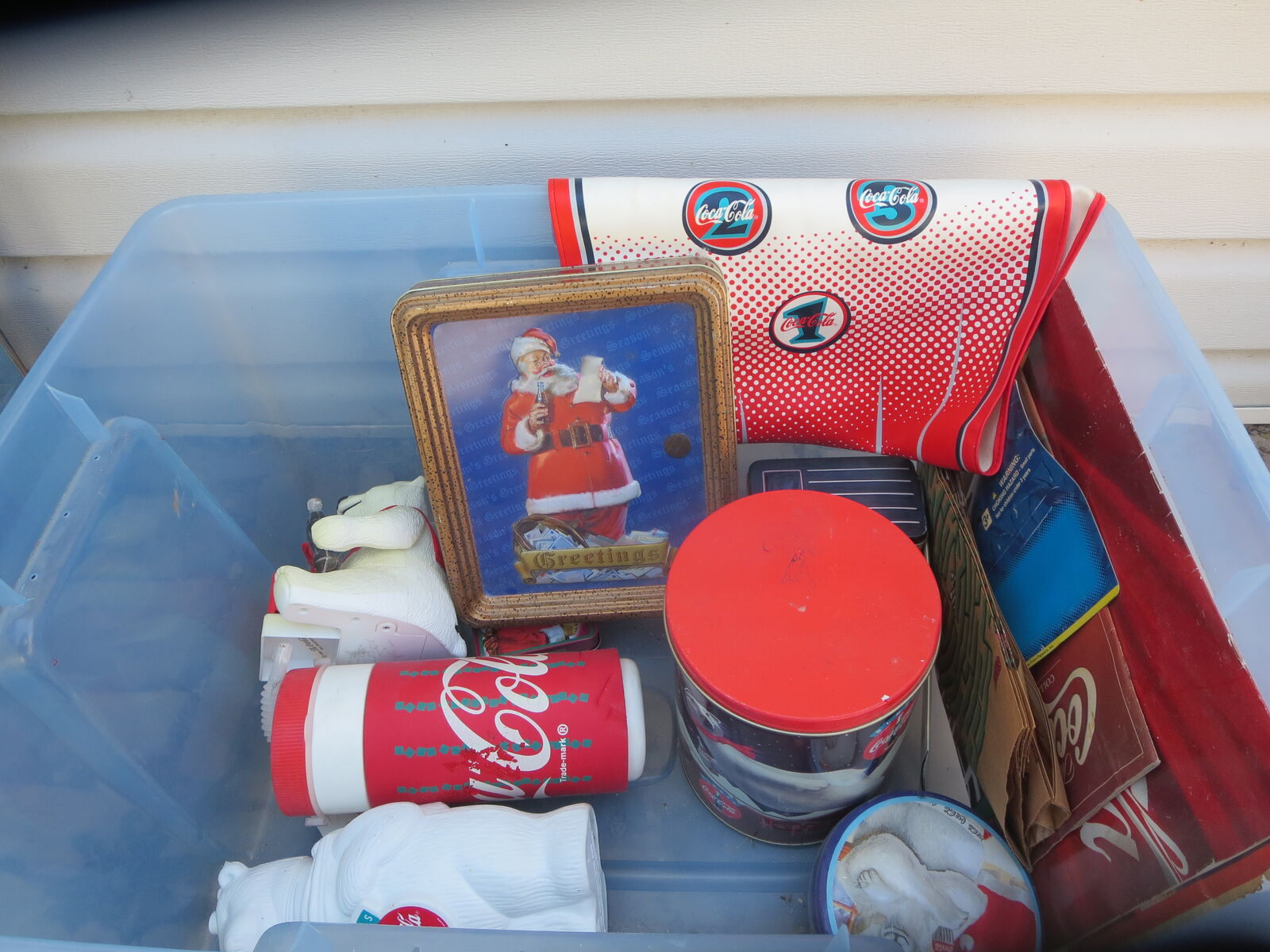 Huge tote full of Coke cola polar bears plaques and more
