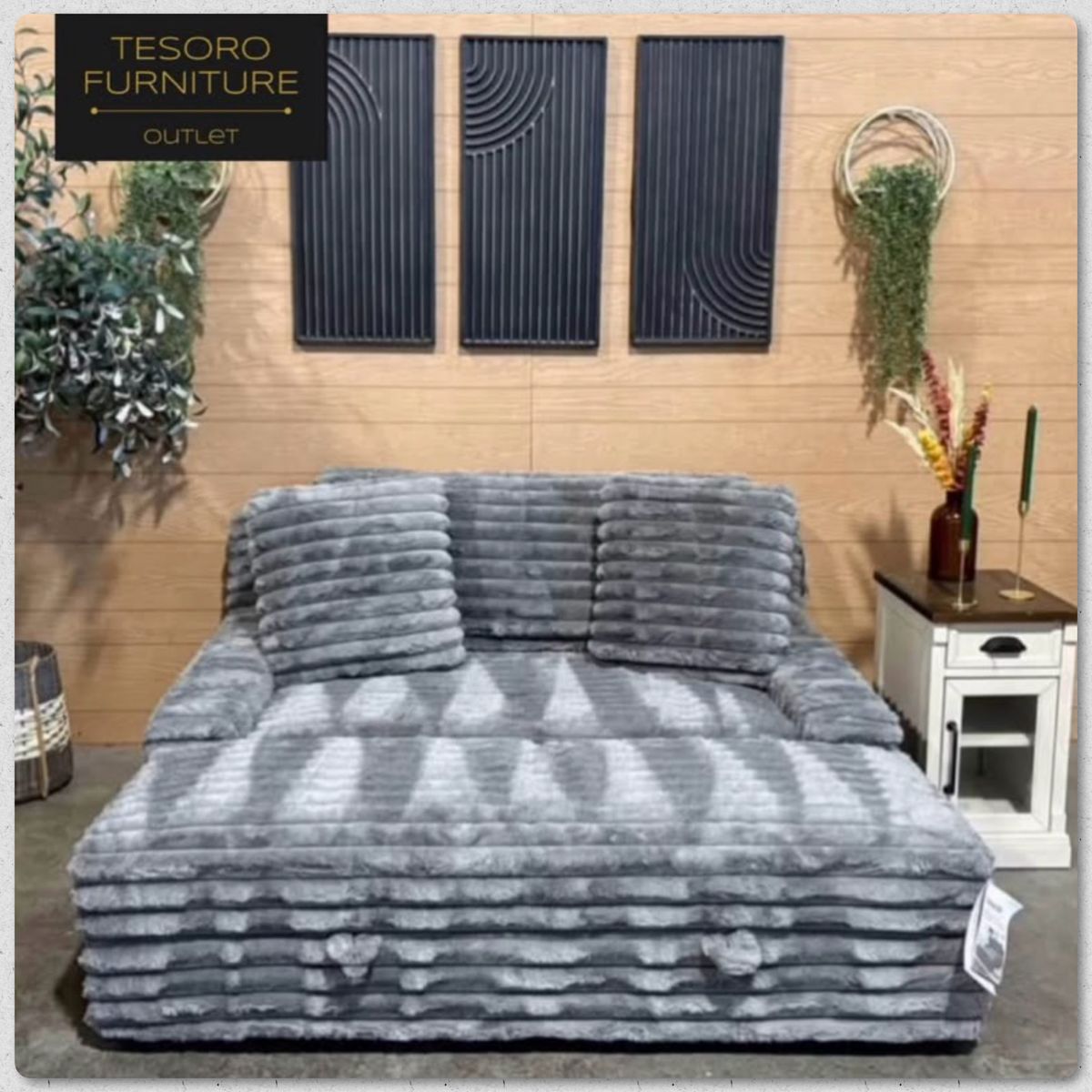 MODERN CORDUROY OVERSIZED CHAIR AND OTTOMAN