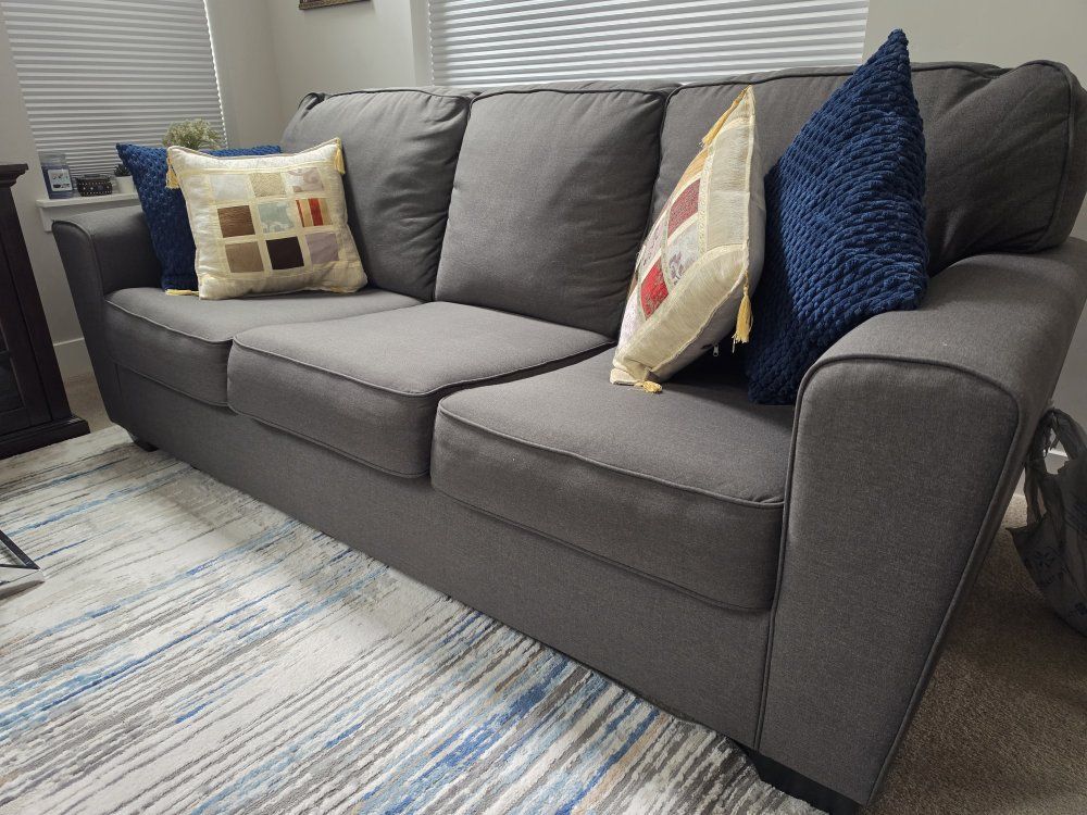 Spacious Gray Fabric Sofa with Three seater