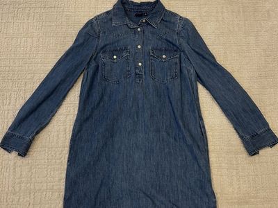 Gap Blue Denim Dress Women's Size XS Long Sleeve Collared Button Front