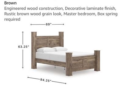 Signature Design by Ashley Stanziford Queen Poster Bed, Brown Wood Grain, Rustic Finish