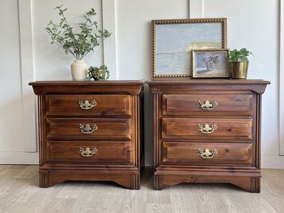 Set of Wood Nightstands by Plymouth Pine