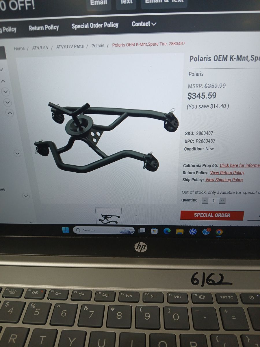 Razor XP1000 Spare tire Carrier