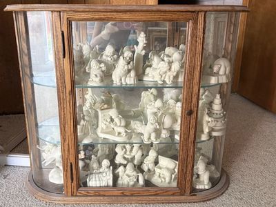 Snowbabies with oak display cases