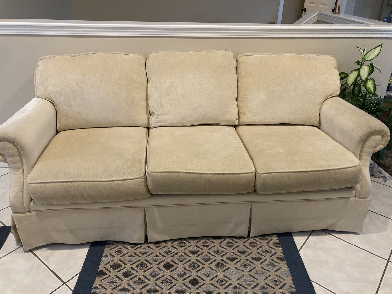 7-Foot Cream Colored Sofa