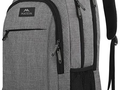 Matein Travel Laptop Backpack Grey Water Resistant College School Bag