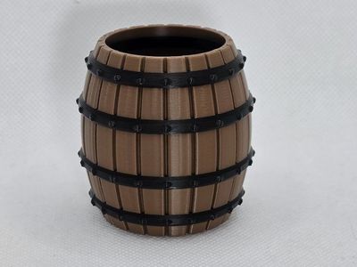 3D Printed Barrel Container Pen Holder Desk Organizer Brown and Black