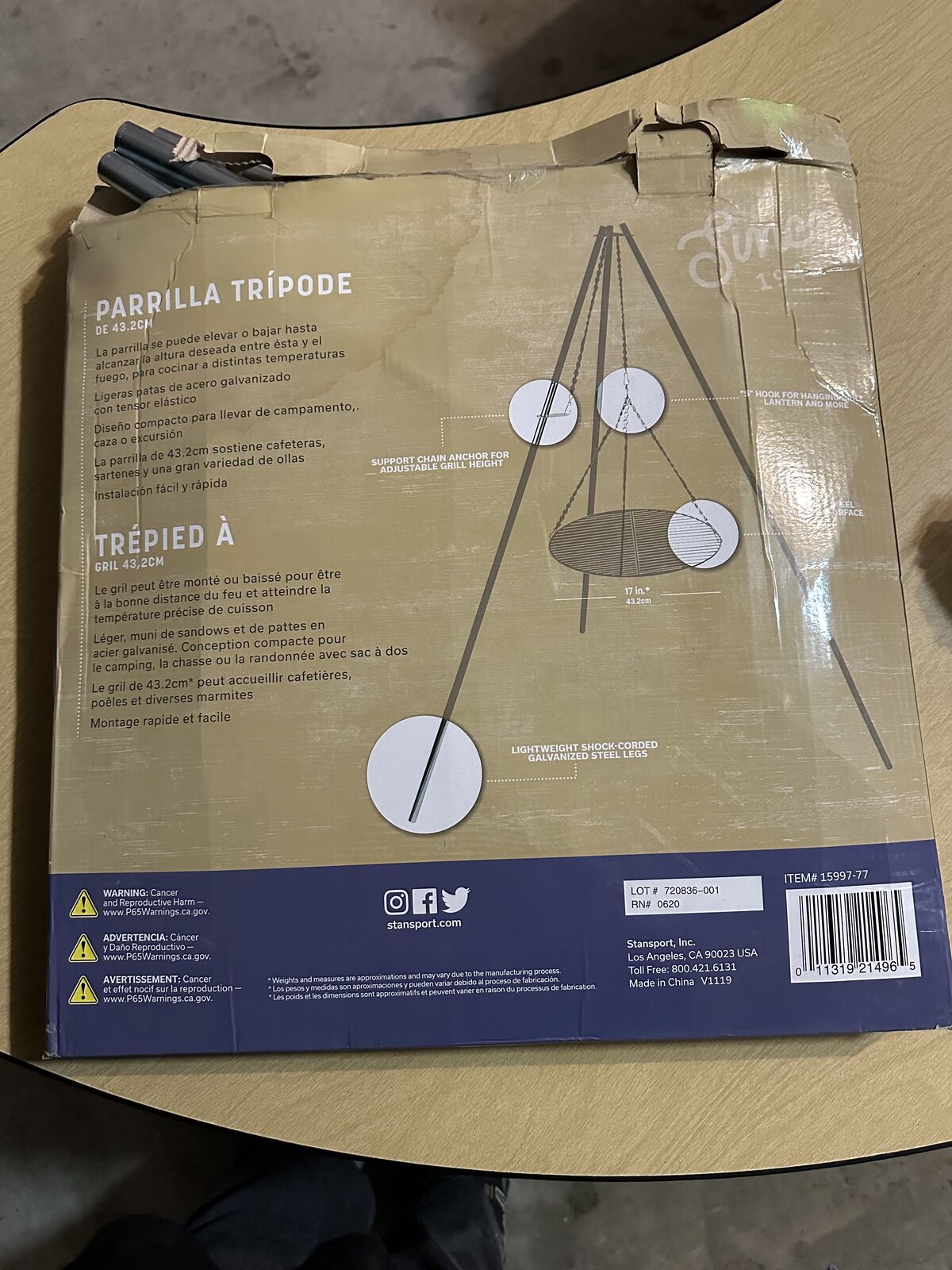 NEW Stansport Tripod Cooker with 17 Grill (15997-77) Camping Outdoor Fire