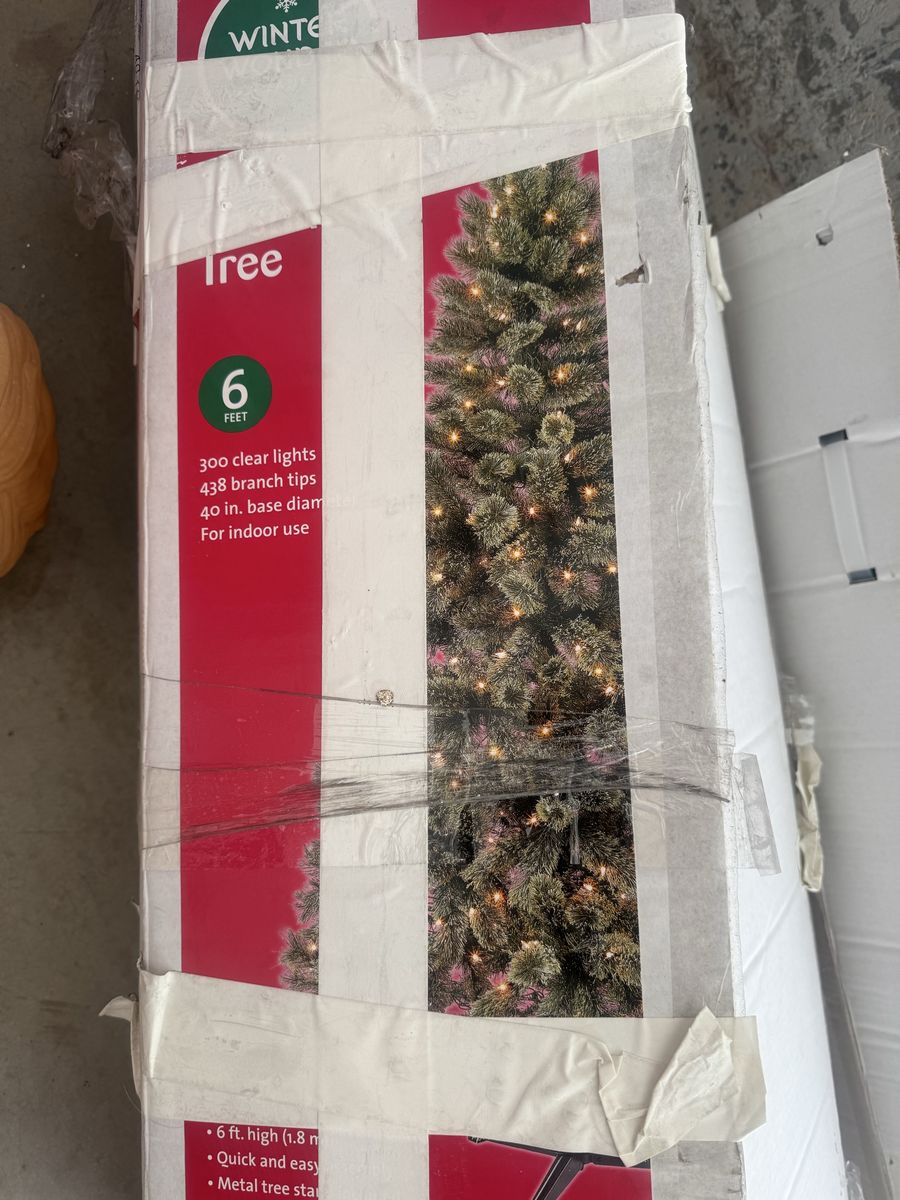Wintergreen 6ft Pre-Lit Christmas Tree with 300 Clear Lights, 40in Base Diameter