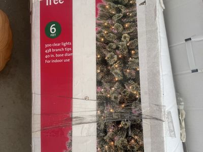 Wintergreen 6ft Pre-Lit Christmas Tree with 300 Clear Lights, 40in Base Diameter